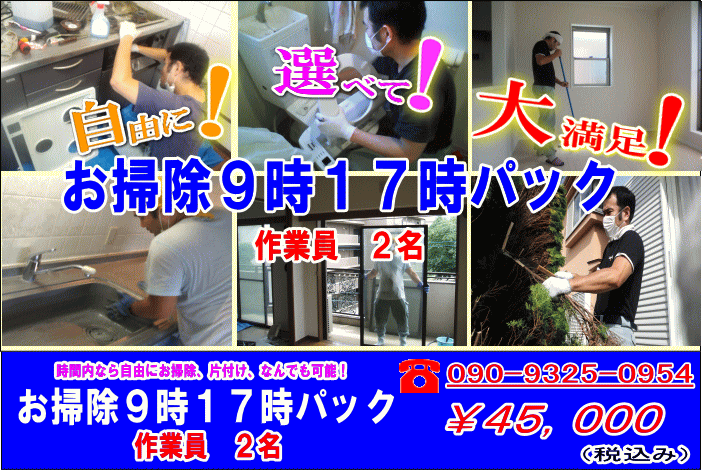 川崎横浜９時１７時お掃除パック・ハウスクリーニングセット